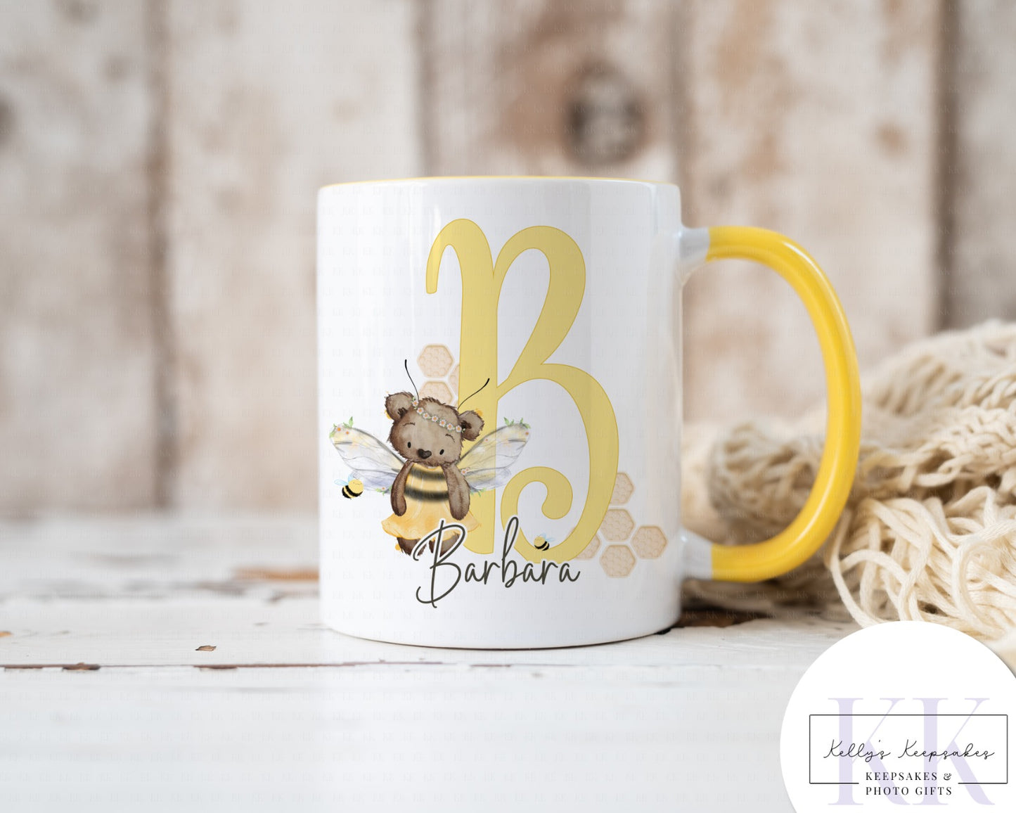 Teddy bumble bee personalised mug- 11oz ceramic mug- custom name mug