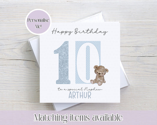Teddy Bear Number Personalised Card - birthday card - custom card