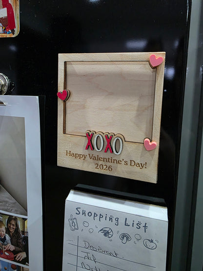 Valentines Day Couple Wooden Photo Frame Magnet Personalised Card - Custom Photo Card