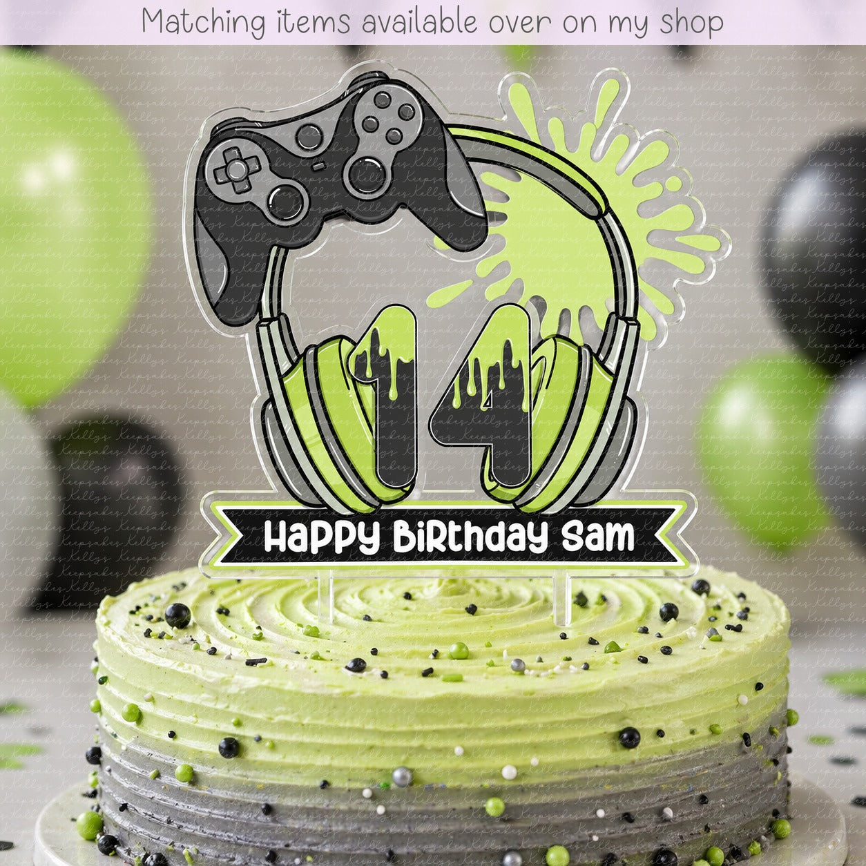 Personalised Game Controller age cake topper - acrylic gamer printed cake topper - custom cake decoration