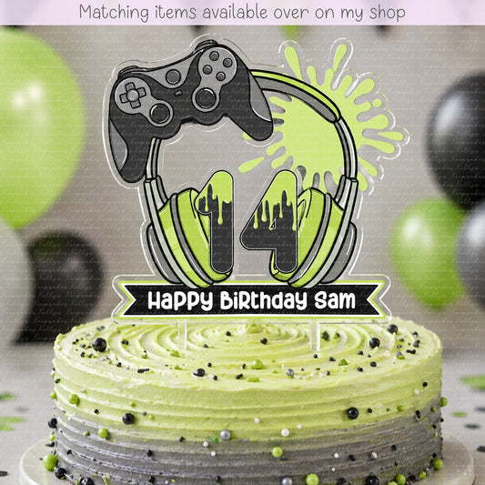 Personalised Game Controller age cake topper - acrylic gamer printed cake topper - custom cake decoration
