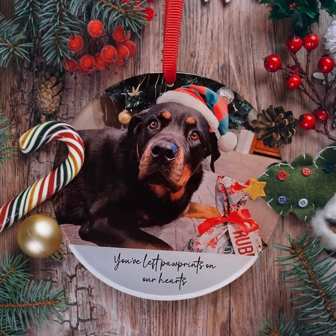 Pet Memorial personalised photo bauble  - Memorial Christmas Decoration