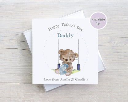 Rugby Teddy Bear Father's Day Card - Personalised Card - custom Father's day card - Rugby Player