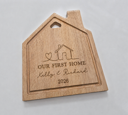 First home/new house personalised chopping board - engraved custom wooden board - new home gift