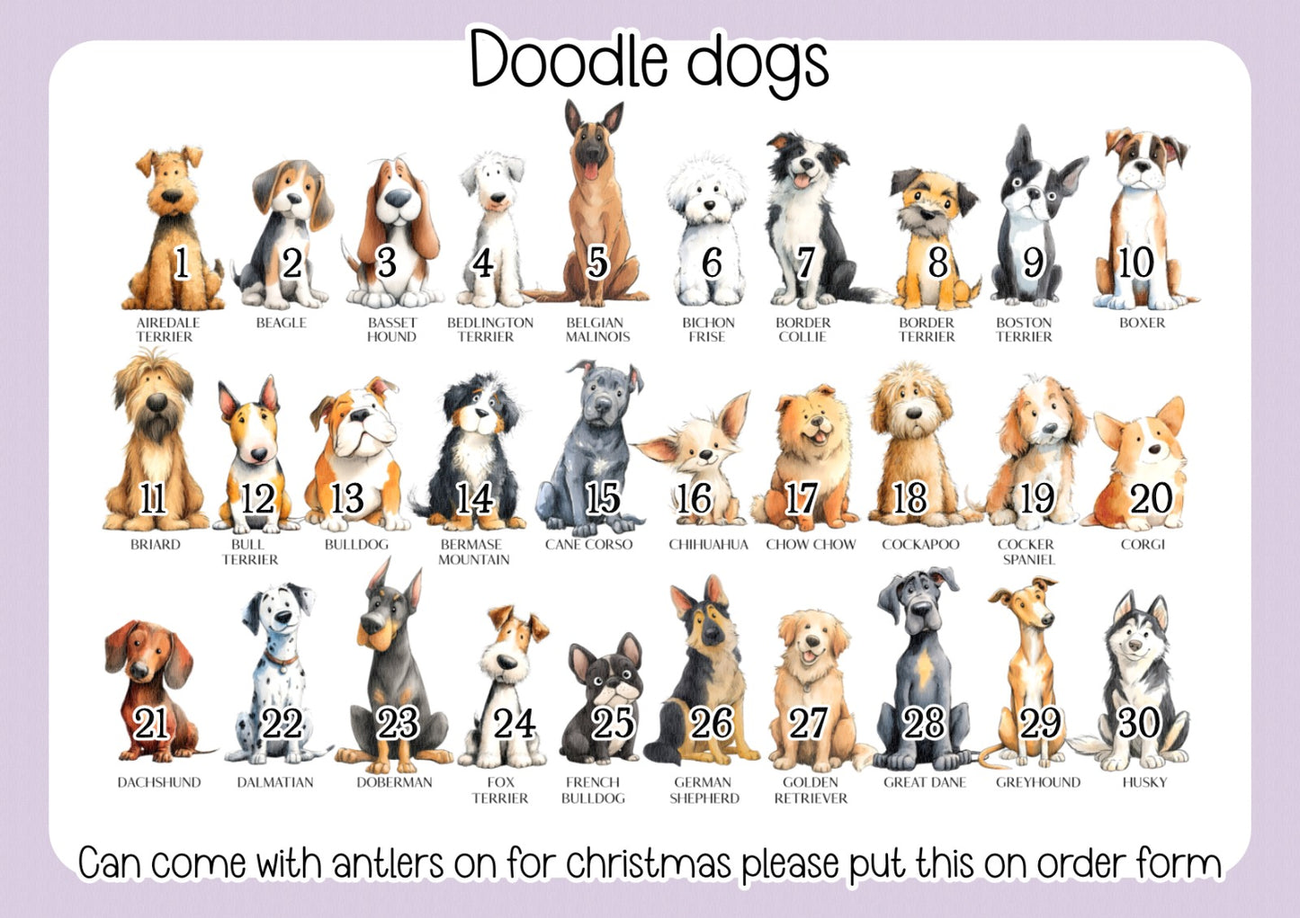 Personalised Dog Illustration Stocking - Christmas Stocking for pets - various breeds ans colours - custom Santa sack for pets