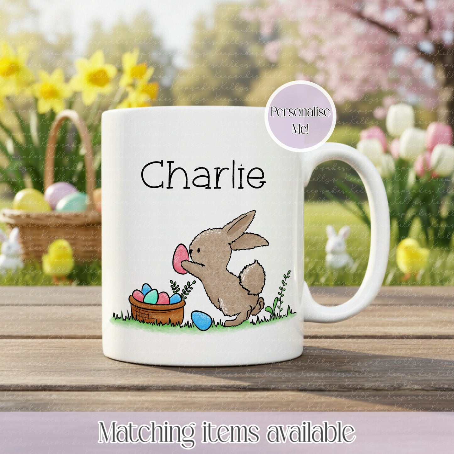 Personalised Cute Easter Bunny Mug - Enamel Mug - Ceramic Mug - Easter Bunny - Gift for him - Gift for her - Easter Gift