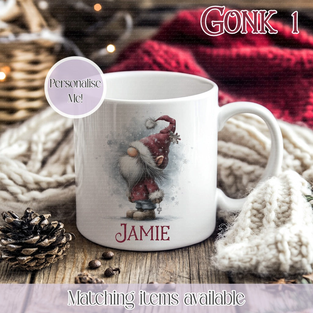 Hot Chocolate Christmas Gonk Mug – Enamel or Ceramic | Custom Name | Stocking filler