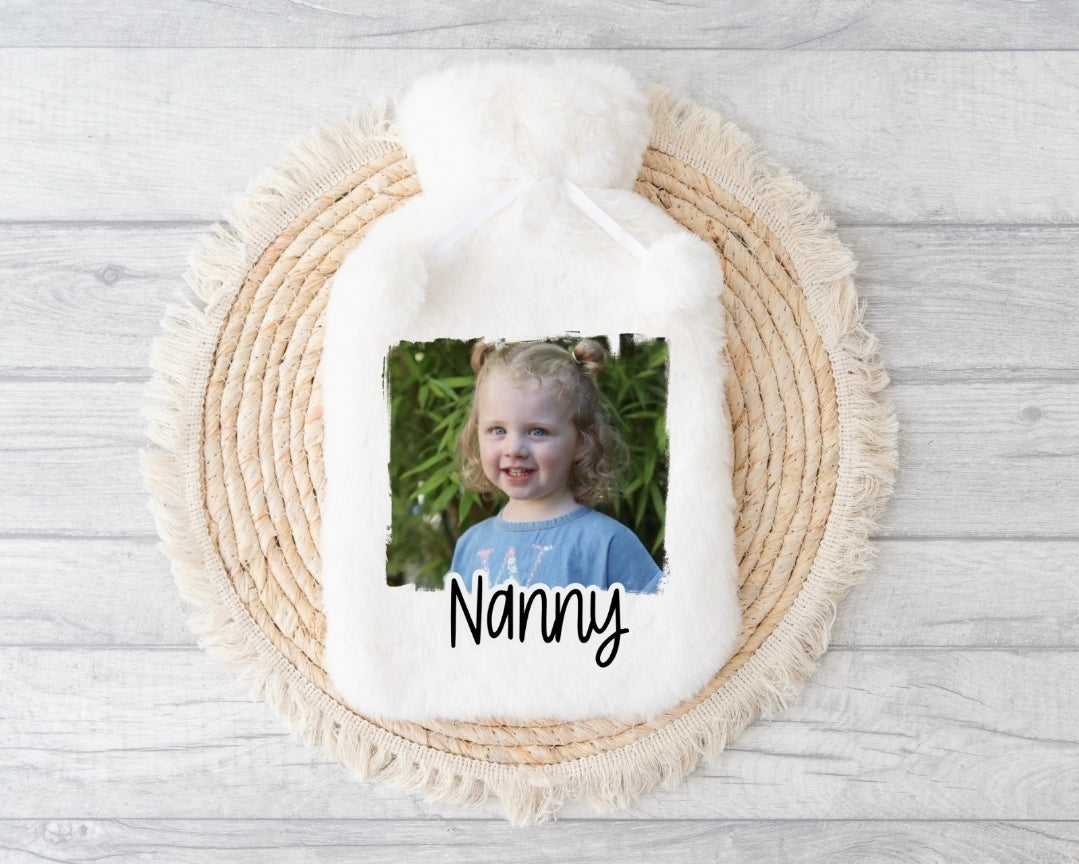 Personalised Fluffy Hot Water Bottle - custom photo - read description