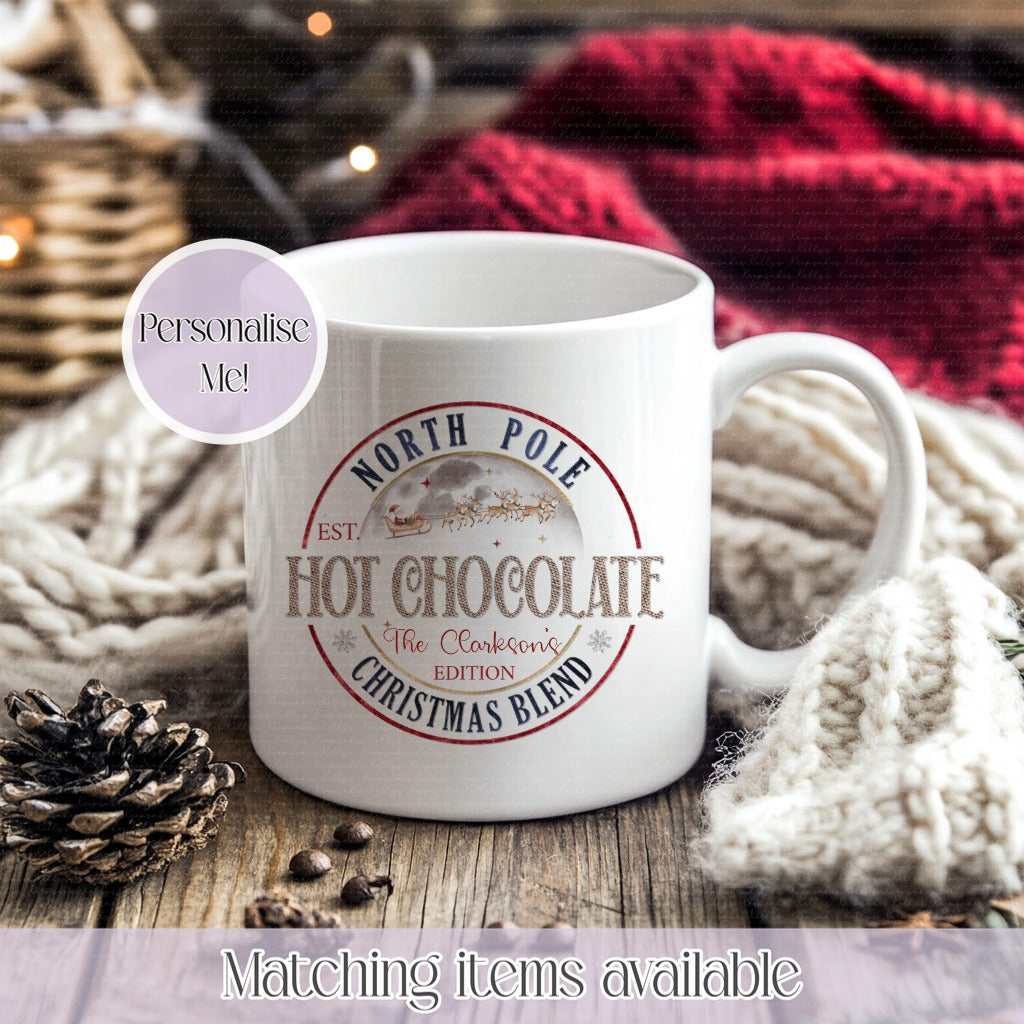 Personalised Hot Chocolate Christmas Blend Mug – Enamel or Ceramic | Custom Name | Christmas Hot Chocolate Mug