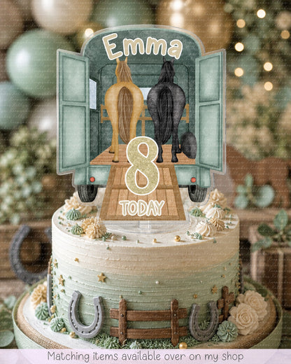 Personalised Birthday Horse Box Board cake topper - acrylic printed Horse cake topper - custom cake decoration