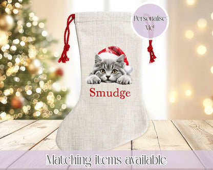 Personalised Cat Pet Stocking - Christmas Stocking for pets - various breeds ans colours - custom Santa sack for pets