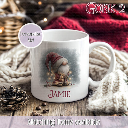 Hot Chocolate Christmas Gonk Mug – Enamel or Ceramic | Custom Name | Stocking filler