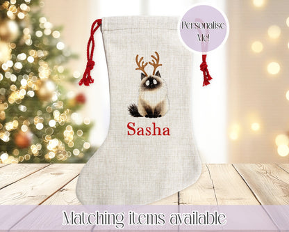 Personalised Cat illustration Pet Stocking - Christmas Stocking for pets - various breeds ans colours - custom Santa sack for pets