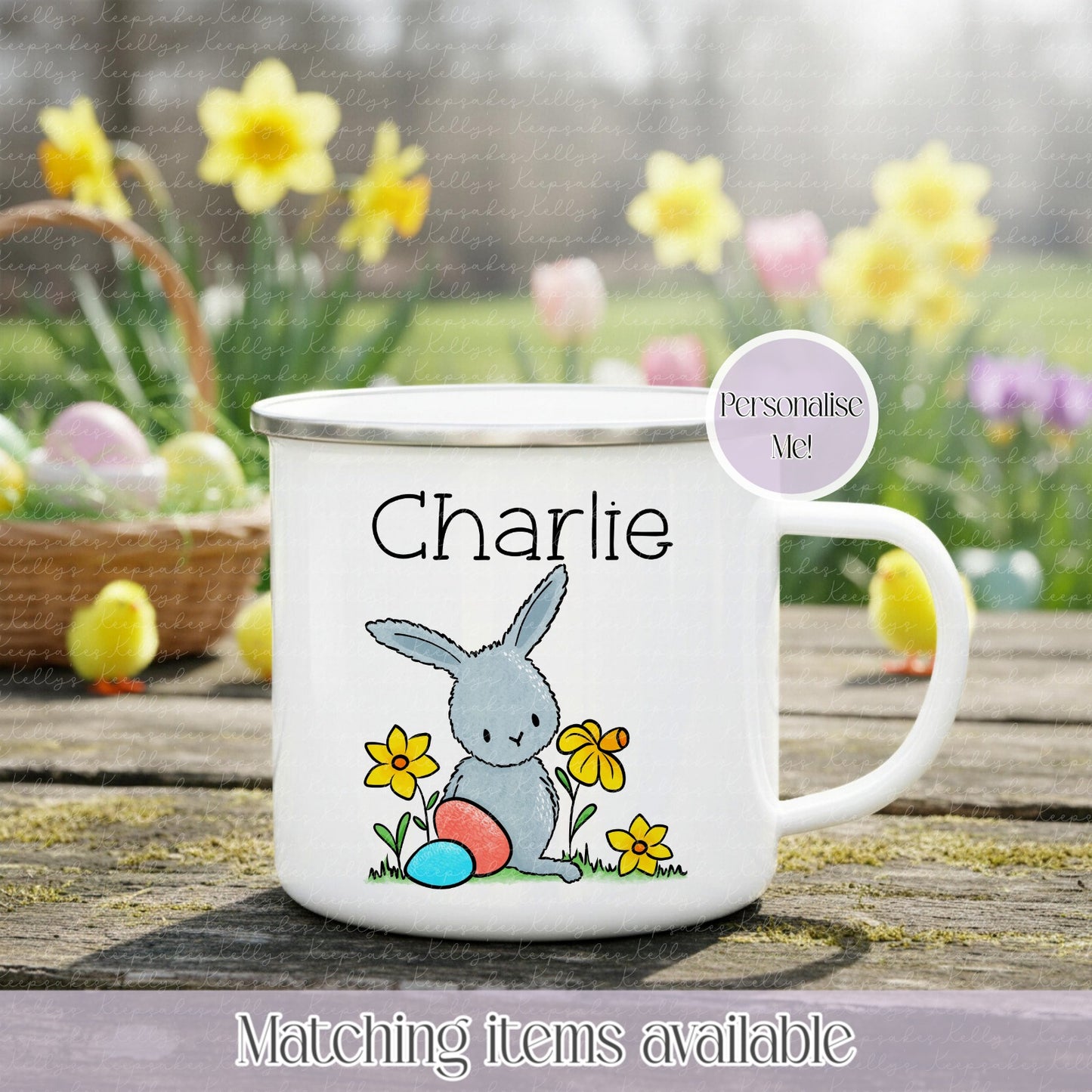 Personalised Cute Easter Bunny Mug - Enamel Mug - Ceramic Mug - Easter Bunny - Gift for him - Gift for her - Easter Gift
