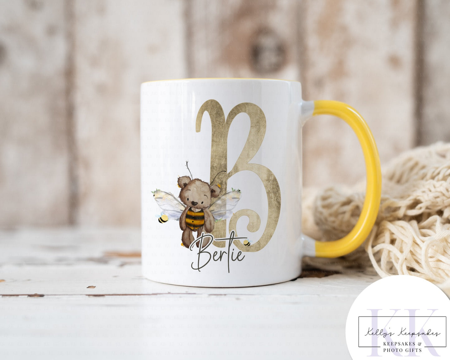 Teddy bumble bee personalised mug- 11oz ceramic mug- custom name mug