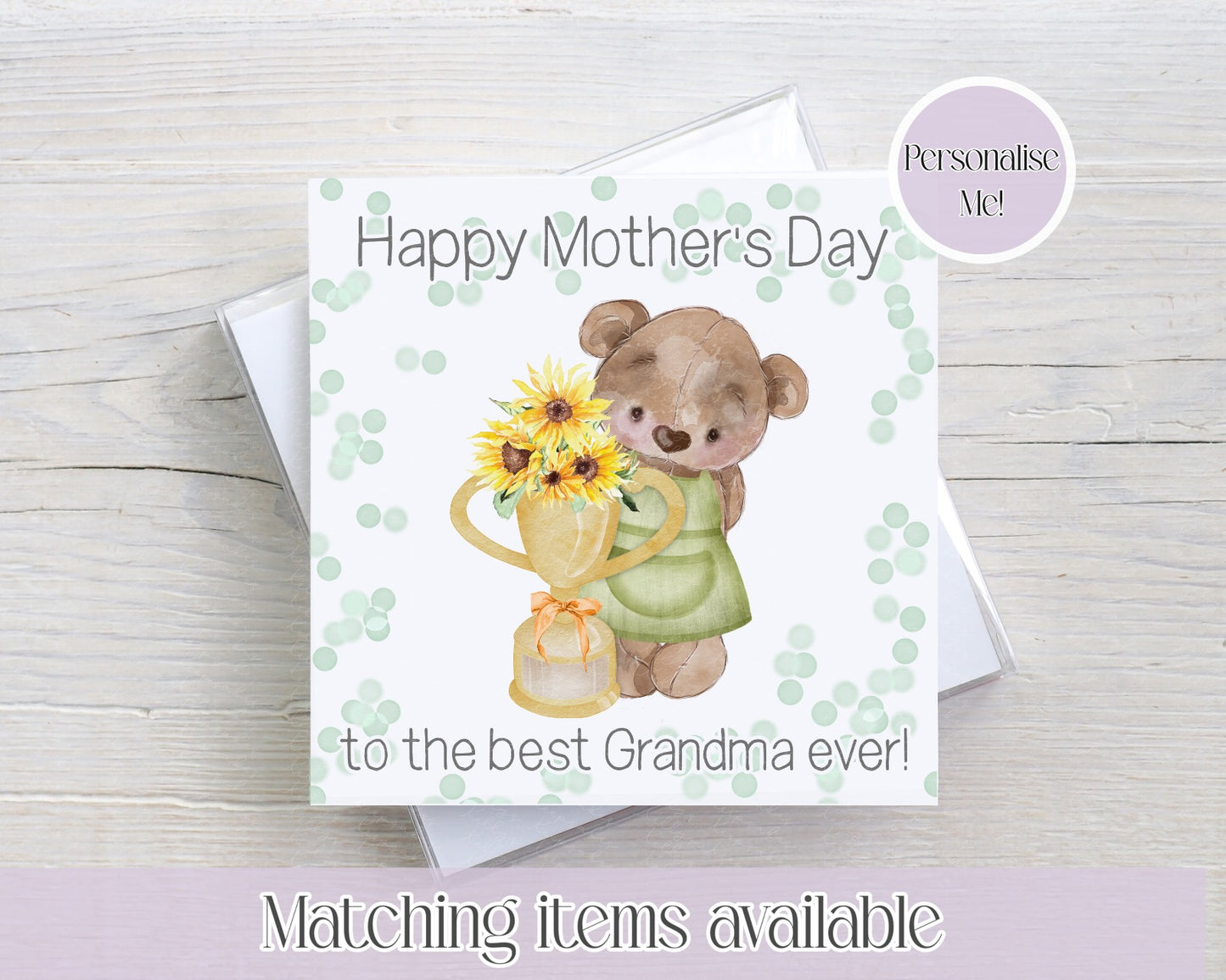 Mother's Day personalised teddy bear floral trophy card - card for her