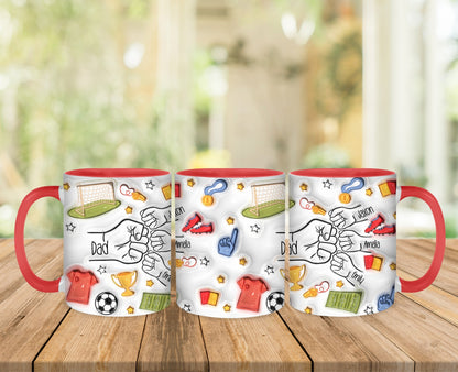 Personalised Football Dad Fist Bump Mug  - Fathers Day - Dad & Children - Daddy - Gift for him - upto 6 hands - football lover