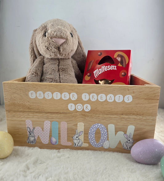 Personalised easter bunny crate - bunny alphabet - custom easter hamper