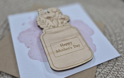 Mother's Day Wildflower Wooden Engraved Magnet Card - Happy Mother’s Day Card
