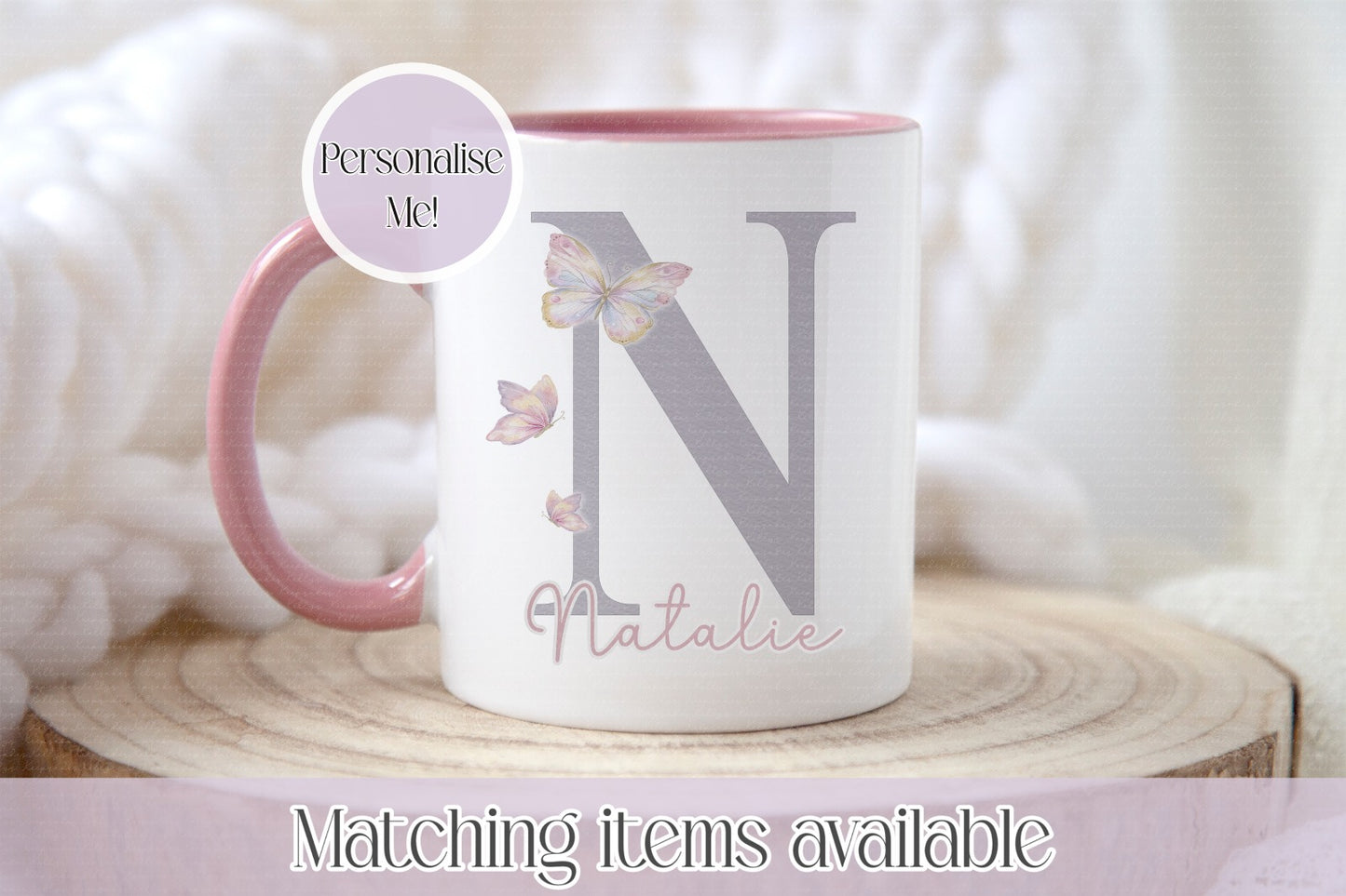 Inital Butterfly Personalised Mug - Butterfly design letter - mug for her
