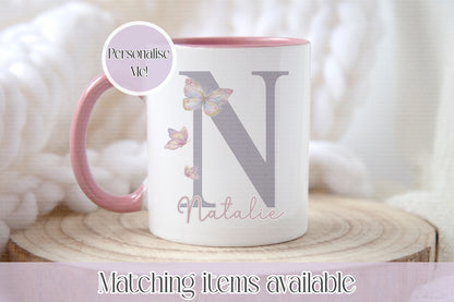 Inital Butterfly Personalised Mug - Butterfly design letter - mug for her