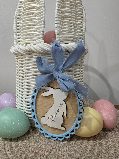 Personalised Wooden Engraved Bunny Easter Tags - Easter hamper baskets
