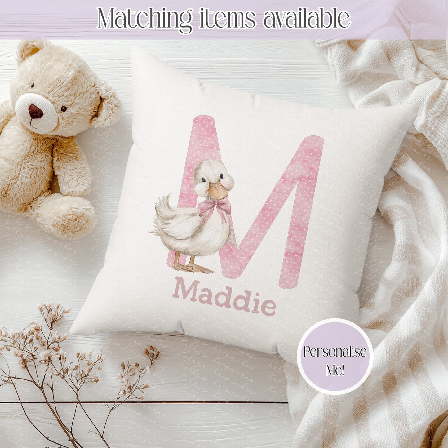 Personalised Hand Drawn Goose Cushion - Gift for her - Gift for him - Duck custom cover - Coloured Back cushion