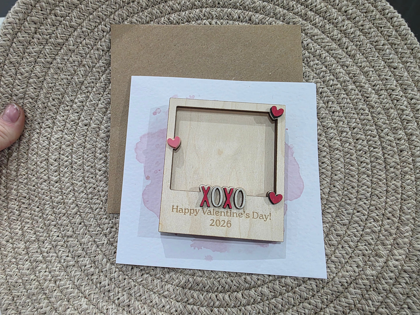 Valentines Day Couple Wooden Photo Frame Magnet Personalised Card - Custom Photo Card