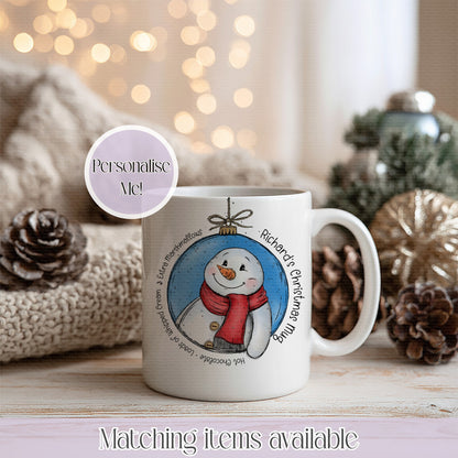 Christmas character hot chocolate mug - snowman, Santa and elf - personalised mug