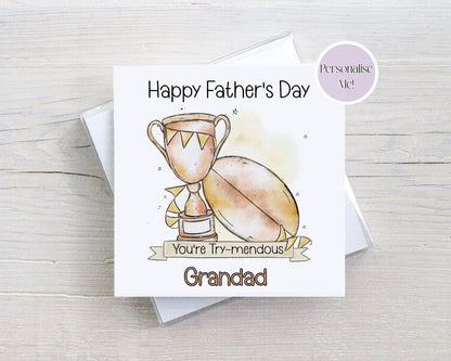 Father’s Day Rugby Card – You’re trymendous - Doodle Ruby Card – Funny Dad Card – Multiple Colour Options