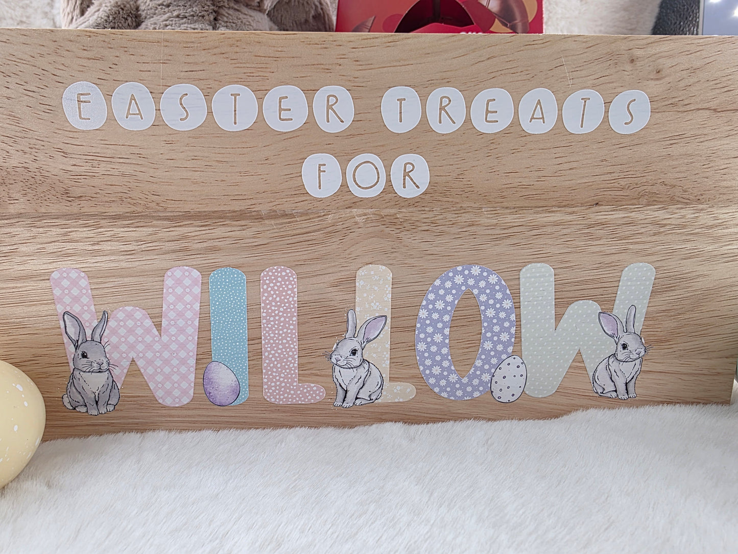 Personalised easter bunny crate - bunny alphabet - custom easter hamper