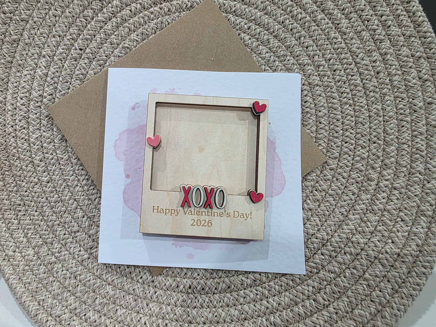 Valentines Day Couple Wooden Photo Frame Magnet Personalised Card - Custom Photo Card