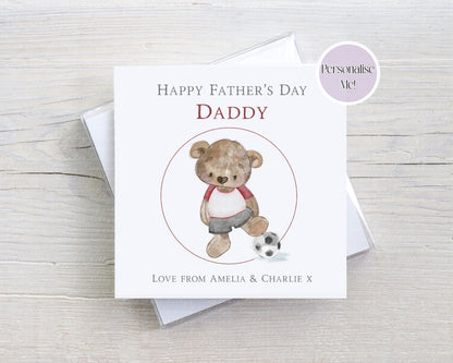 Football Teddy Bear Father's Day Card - Personalised Card - custom Father's day card - Footballer
