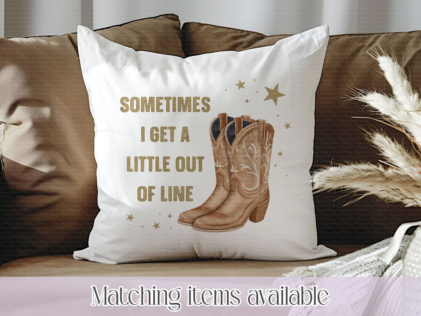 Personalised Cowboy or Cowgirl let's  go girls - get out of line- Velvet Cushion - Country Music - Country Lover - Line Dancer