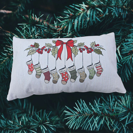 Personalised Christmas Stocking Cushion 30x50cm – Custom Family Names