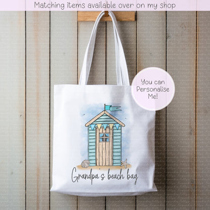 Beach hut personalised tote bag - custom beach bag - gift for her or him - beach lovers