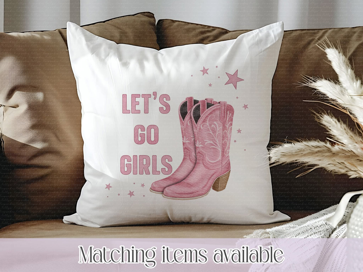 Personalised Cowboy or Cowgirl let's  go girls - get out of line- Velvet Cushion - Country Music - Country Lover - Line Dancer