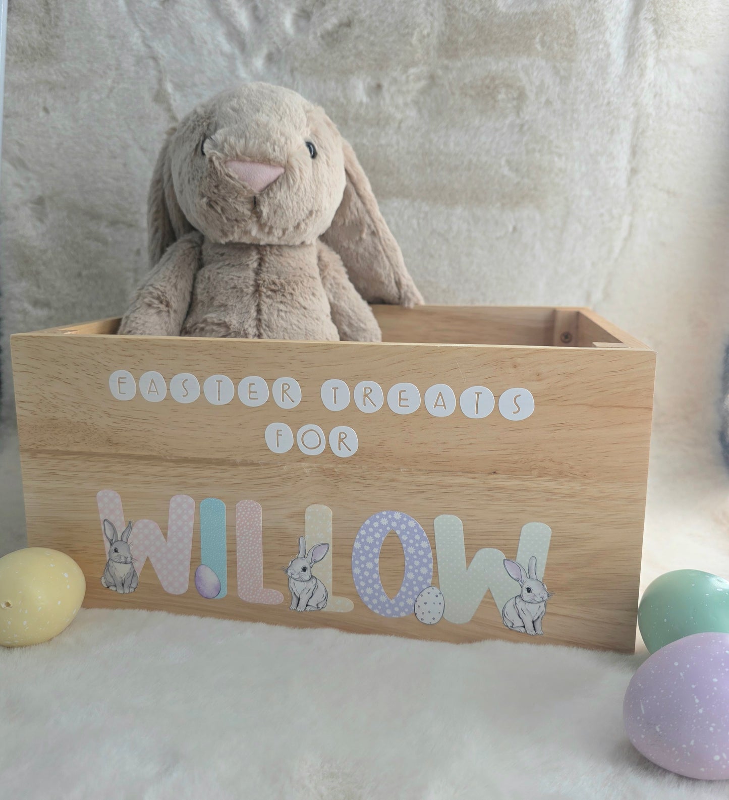 Personalised easter bunny crate - bunny alphabet - custom easter hamper