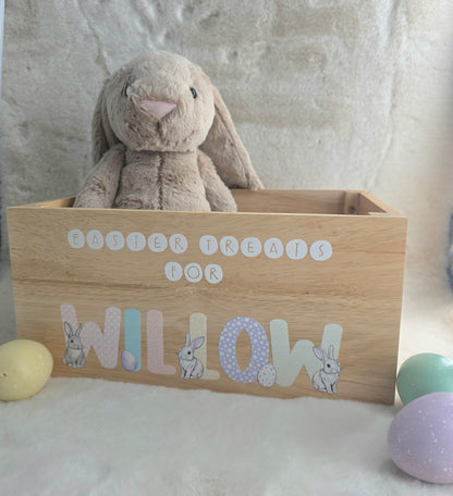 Personalised easter bunny crate - bunny alphabet - custom easter hamper