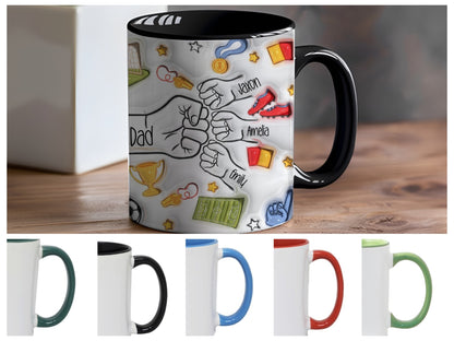 Personalised Football Dad Fist Bump Mug  - Fathers Day - Dad & Children - Daddy - Gift for him - upto 6 hands - football lover