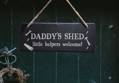 Engraved personalised slate shed - gift for him - custom slate sign grandad - dad - daddy