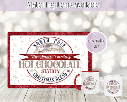 Hot Chocolate Station personalised Glass Chopping board - Worktop Saver - Christmas Kitchen Chopping Board