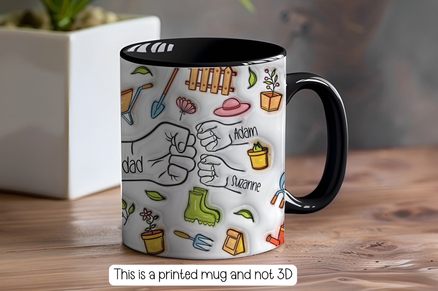 Personalised Gardening Fist Bump Dad Mug  - Fathers Day - Dad - Step Dad - Gift for him - upto 6 hands -  gardener