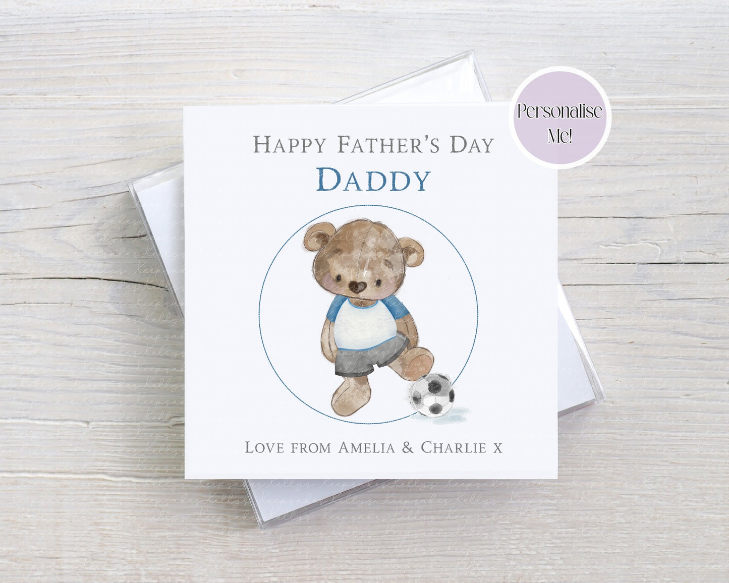 Football Teddy Bear Father's Day Card - Personalised Card - custom Father's day card - Footballer