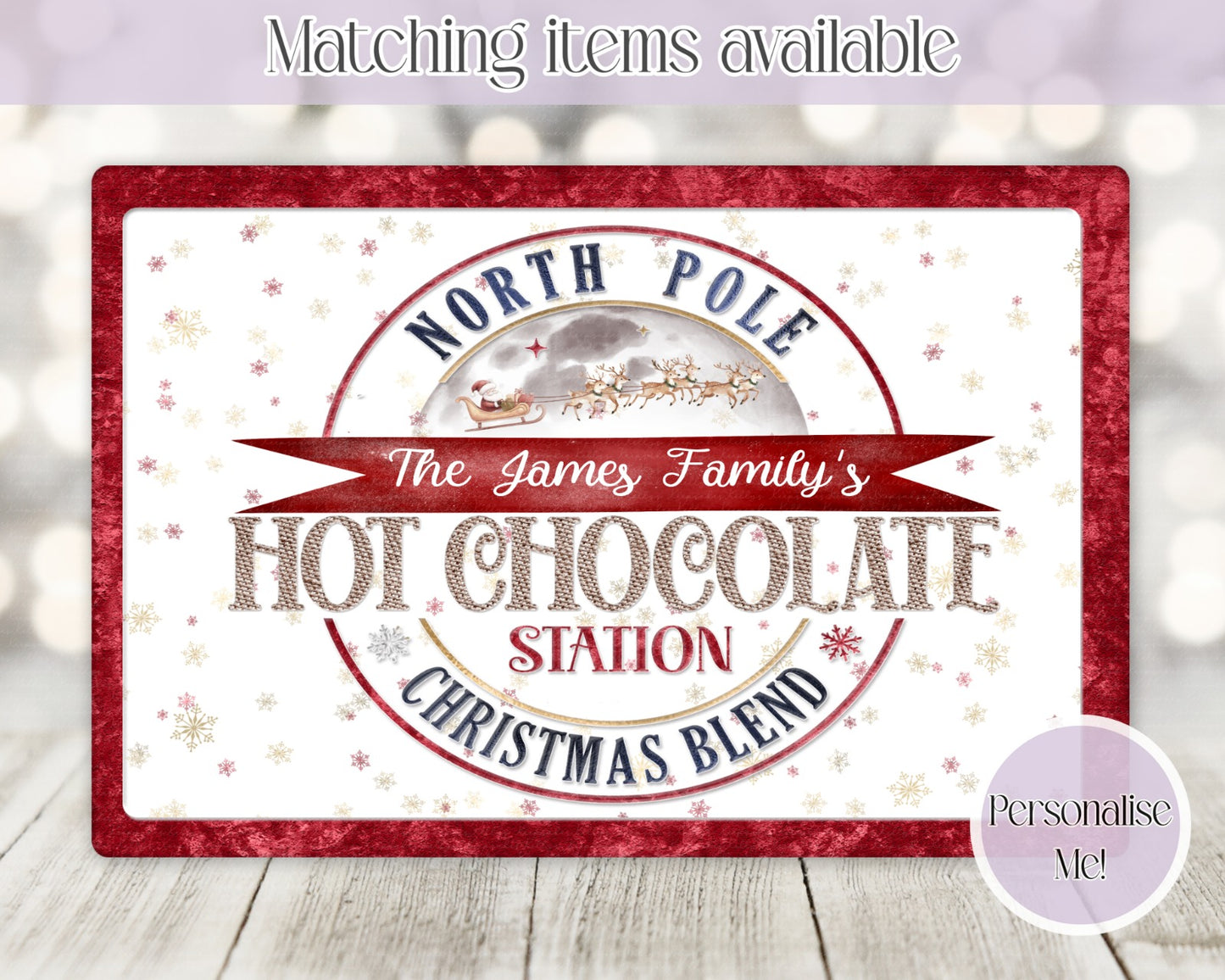Hot Chocolate Station personalised Glass Chopping board - Worktop Saver - Christmas Kitchen Chopping Board