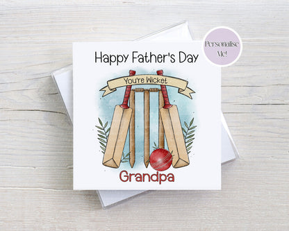 Father’s Day Cricket Card – You’re Wicket - Doodle Cricket Card – Funny Dad Card – Multiple Colour Options