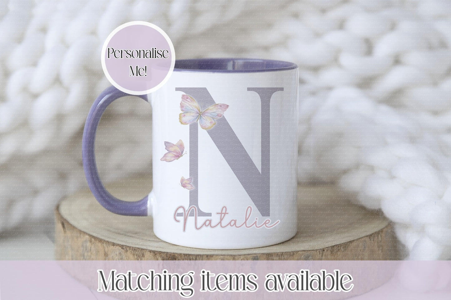 Inital Butterfly Personalised Mug - Butterfly design letter - mug for her
