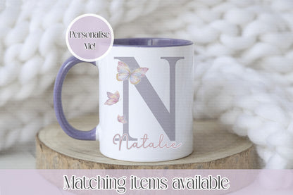 Inital Butterfly Personalised Mug - Butterfly design letter - mug for her