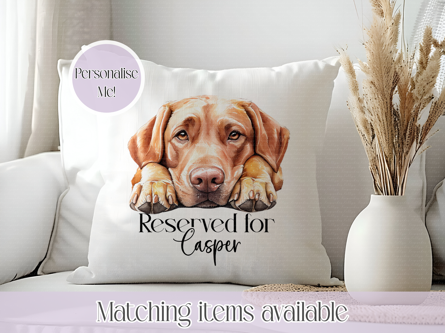 Reserved for the dog - personalised dog cushion - custom dog breed