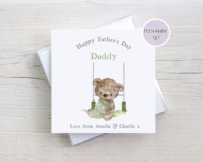 Rugby Teddy Bear Father's Day Card - Personalised Card - custom Father's day card - Rugby Player